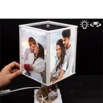 İnci Gelin Damat Temalı Fotoğraflı Dönen Abajur Gece Lambası – 4 Fotoğraflı – 360°