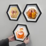 Yapışkanlı Sök Tak Paspartulu Altıgen Çerçeve - 3'lü Büyük Boy Siyah