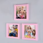 Yapışkanlı Sök Tak Pembe Pola Çerçeveler - 3'lü Paket