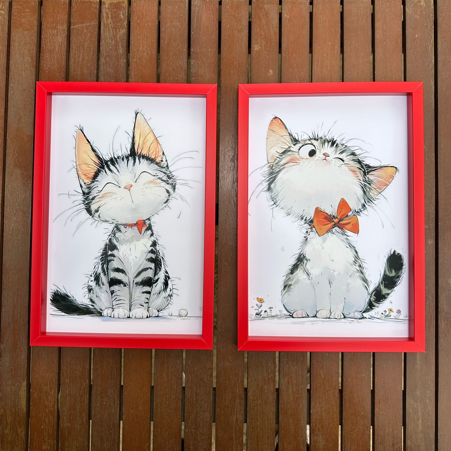 30ea4436-c5fd-4b9a-805e-b0eb6f7123a4 Kedili Hazır Baskılı Kare Çerçeve Seti – 20x30 cm – 2'li – Çocuk Odası Dekorasyonu - Görsel 1