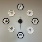 Altıgen Çerçeveli Duvar Saati Seti 9 parça Siyah