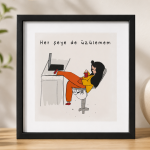 "Napim – Keyfim Bilir – Her Şeye De Üzülemem" Hazır Baskılı İllüstrasyon Çerçeve Seti – 3'lü – 21x21 cm - Görsel 4