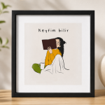 "Napim – Keyfim Bilir – Her Şeye De Üzülemem" Hazır Baskılı İllüstrasyon Çerçeve Seti – 3'lü – 21x21 cm - Görsel 3